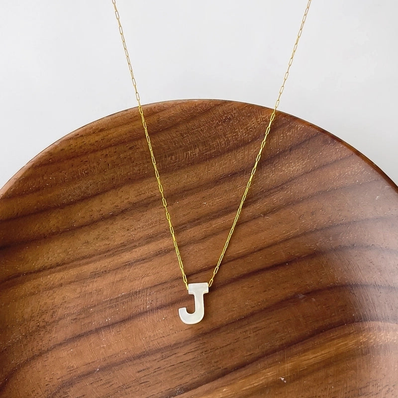 316L Stainless Steel  18K Gold Plated Minimalist Irregular Letter Shell Pendant Necklace