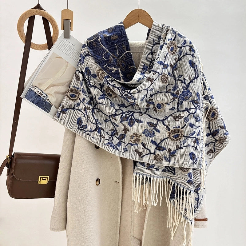 Women's Minimalist Commute Printing Flower Viscose Fiber Scarf