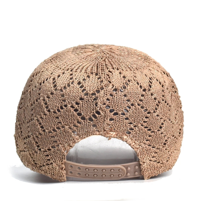 Hat Summer Outdoor Sun Hat Women's Hollow Mesh Breathable Baseball Cap Knitted Cap