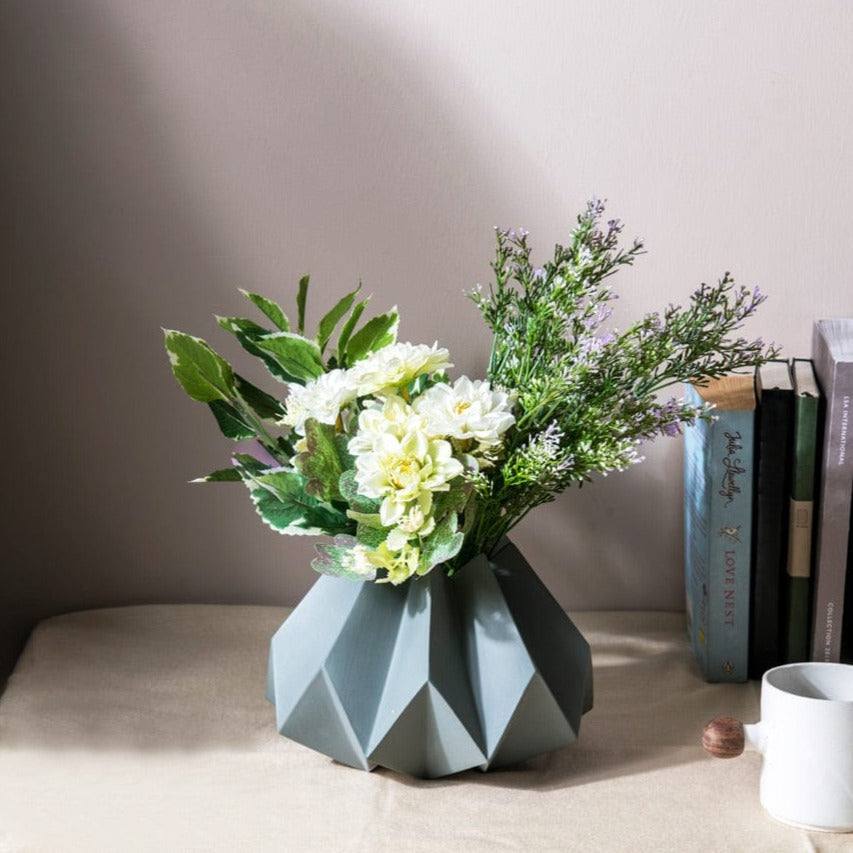 Origami Porcelain Vase Short - Grey