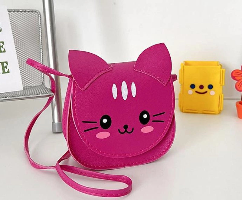 Women's Small Pu Leather Cat Cute Round Zipper Shoulder Bag Crossbody Bag