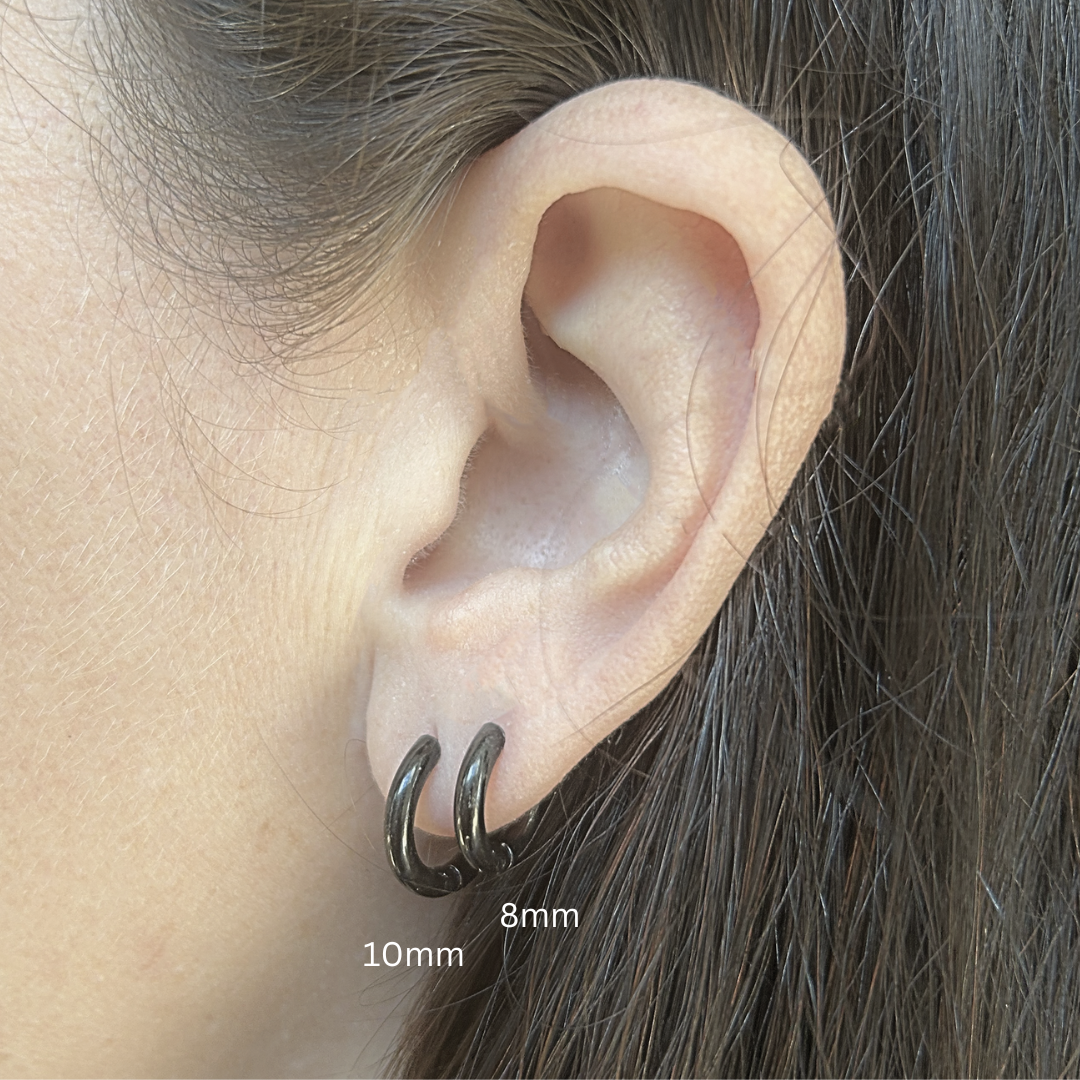 8mm Classic hoops - Black