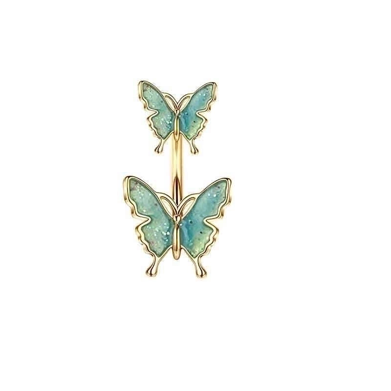 15 Pieces Minimalist Heart Shape Pineapple Butterfly Plating Inlay Stainless Steel Zircon Navel Stud
