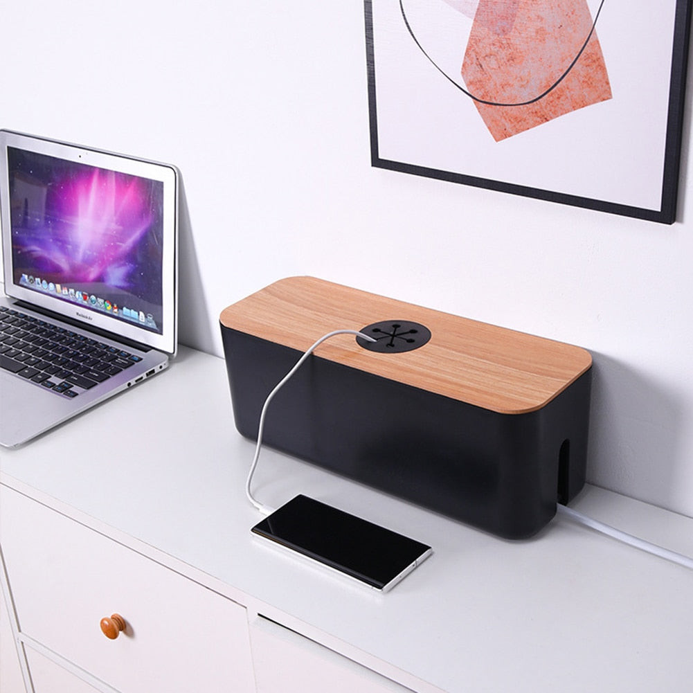 Wooden Cord Organizer Box
