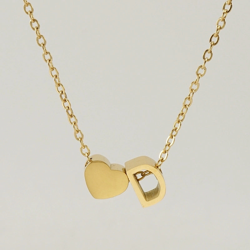 Fashion Letter Heart Shape 304 Stainless Steel 18K Gold Plated Gold Plated Stainless Steel Necklaces