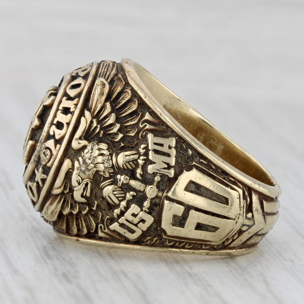 West Point Military Academy Class 1960 Ring 14k Gold Vintage Signet Veteran