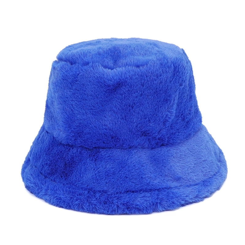 Autumn And Winter Hat Women's New Rabbit Velvet Fisherman Hat Solid Color Candy Color Warm Thick Plush Basin Hat Japanese Fashion
