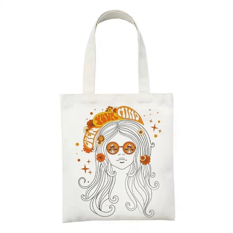 Women's Minimalist Flower Mushroom Shopping Bags