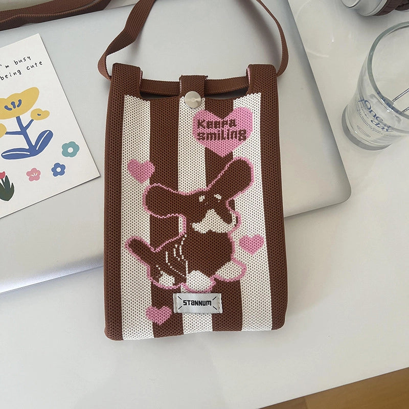 Women's Polyester Printing Animal Color Block Cute Square Buckle Shoulder Bag Phone Wallets