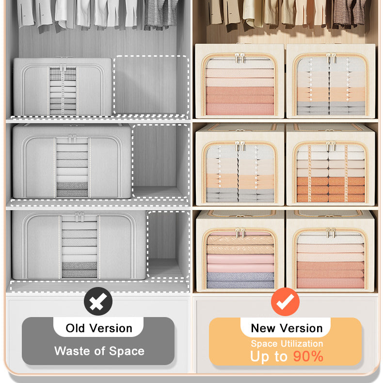 (🔥Semi-Annual Sale - 30% OFF) 2023 Upgraded Waterproof Cotton Linen Steel Frame Storage Box