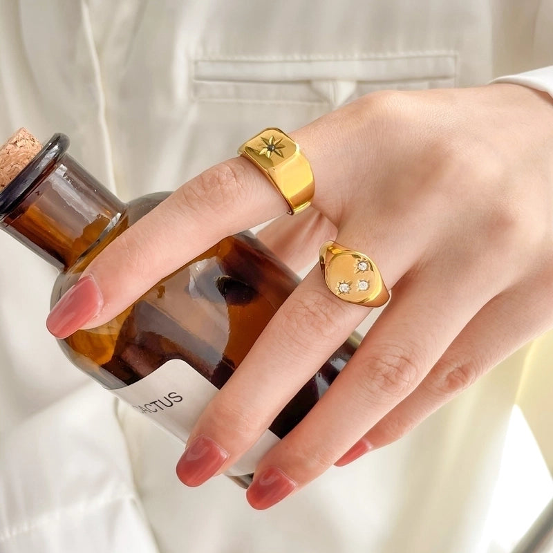 Minimalist Star Titanium Steel Zircon Rings In Bulk