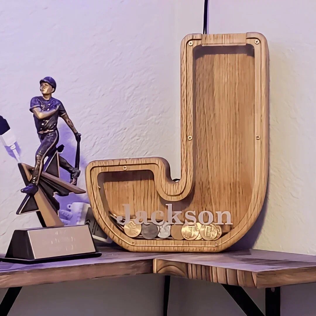 (🔥Summer Hot Sale Now-50% Off) Personalized Wooden Letter Piggy Bank - FREE SHIPPING