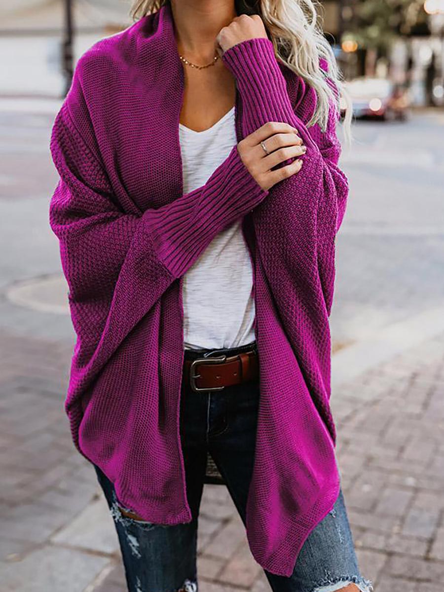 Bat sleeve plus size long knitted cardigan sweater13 colors