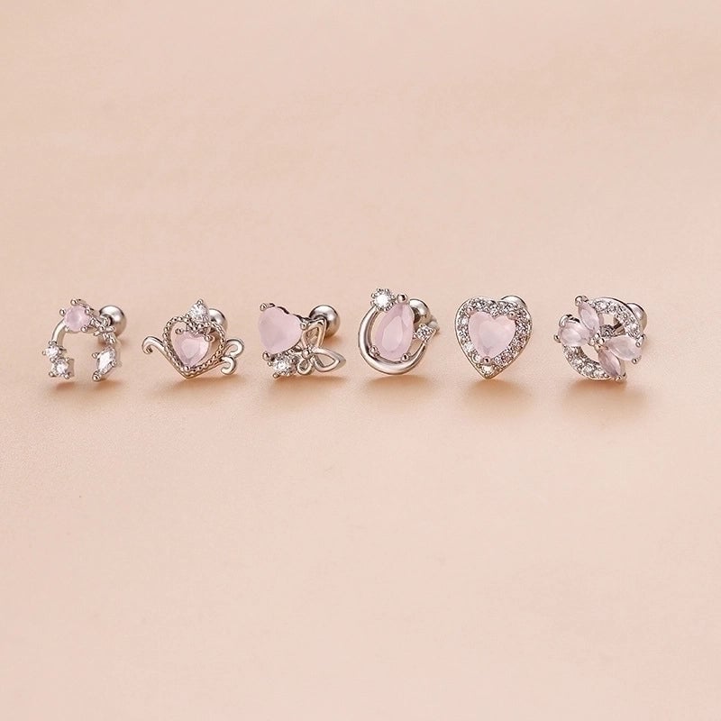 1 Piece Ear Cartilage Rings & Studs Sweet Heart Shape Bow Knot 316L Stainless Steel  Copper Plating Zircon