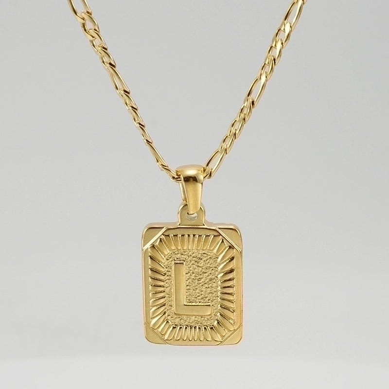 Fashion Letter Rectangle 304 Stainless Steel Titanium Steel 18K Gold Plated Gold Plated Pendant Necklace