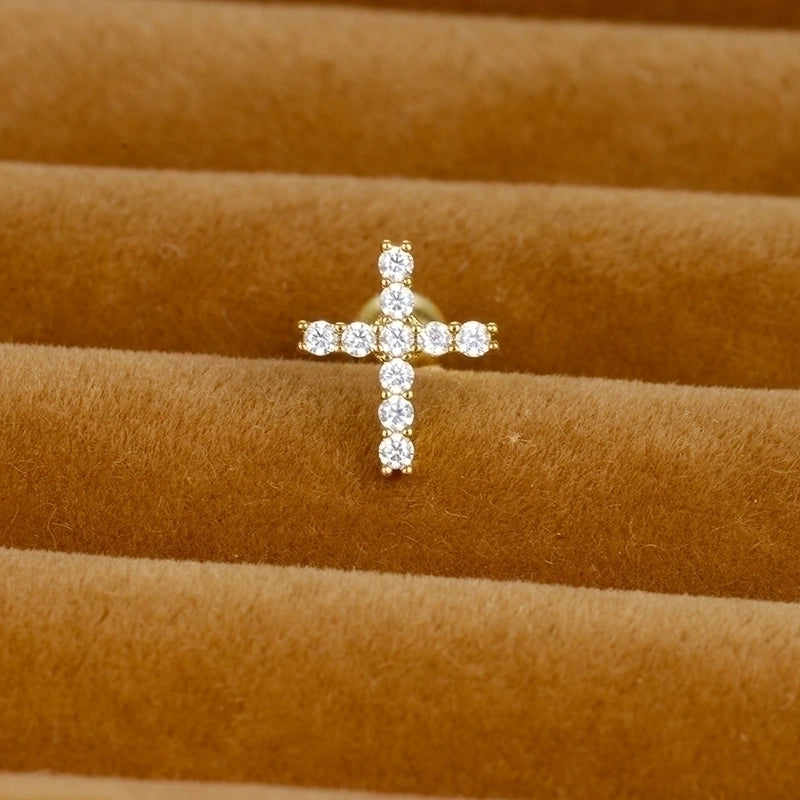 1 Piece Minimalist Star Heart Shape Crown Plating Inlay Stainless Steel Zircon Ear Studs