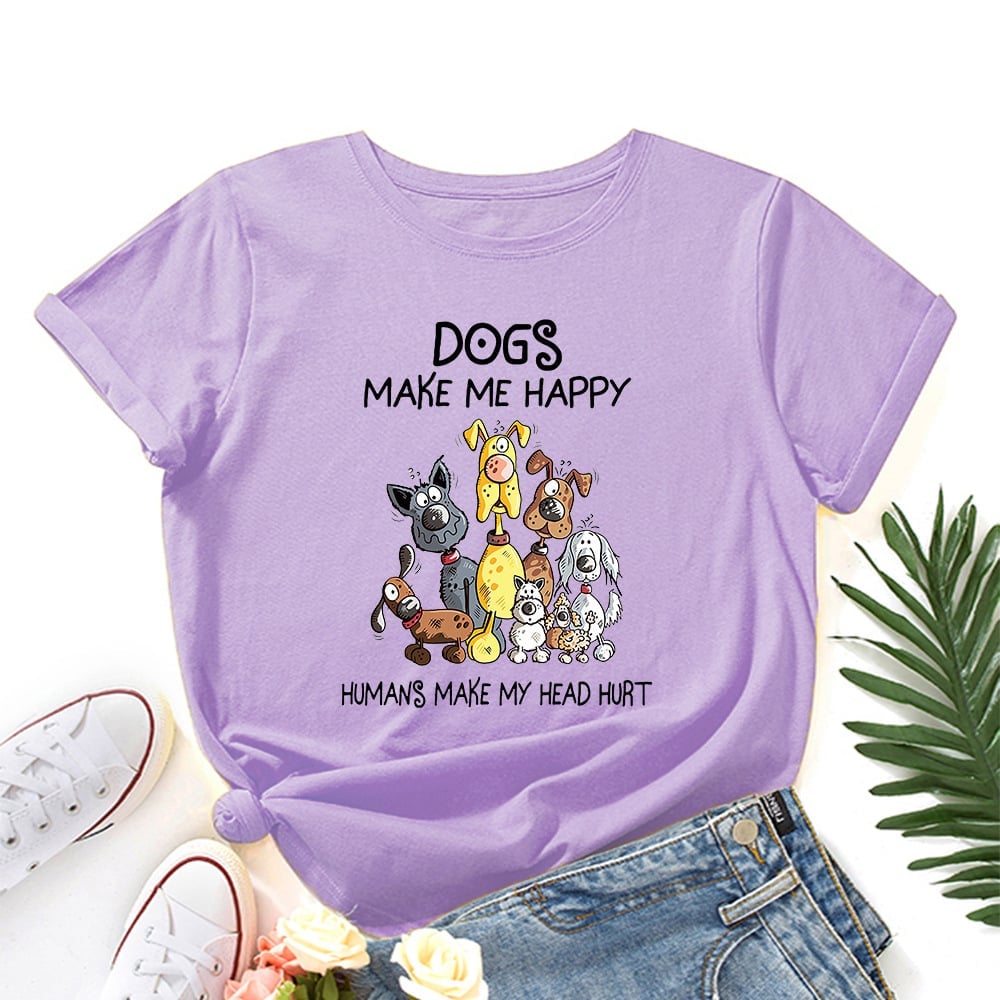 Dogs Make Me Happy T-shirt🔥(Buy 3PCS and Get 3rd for Free )🔥