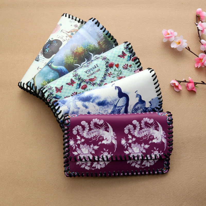 Women's Pu Leather Printing Animal Vintage Style Square Magnetic Buckle Phone Wallets