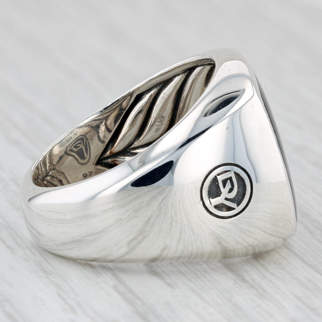 David Yurman Onyx Ring Sterling Silver Size 9.25 Men's Cushion Solitaire