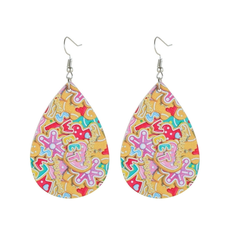 Fashion Water Droplets Pu Leather Handmade Women's Drop Earrings 1 Pair