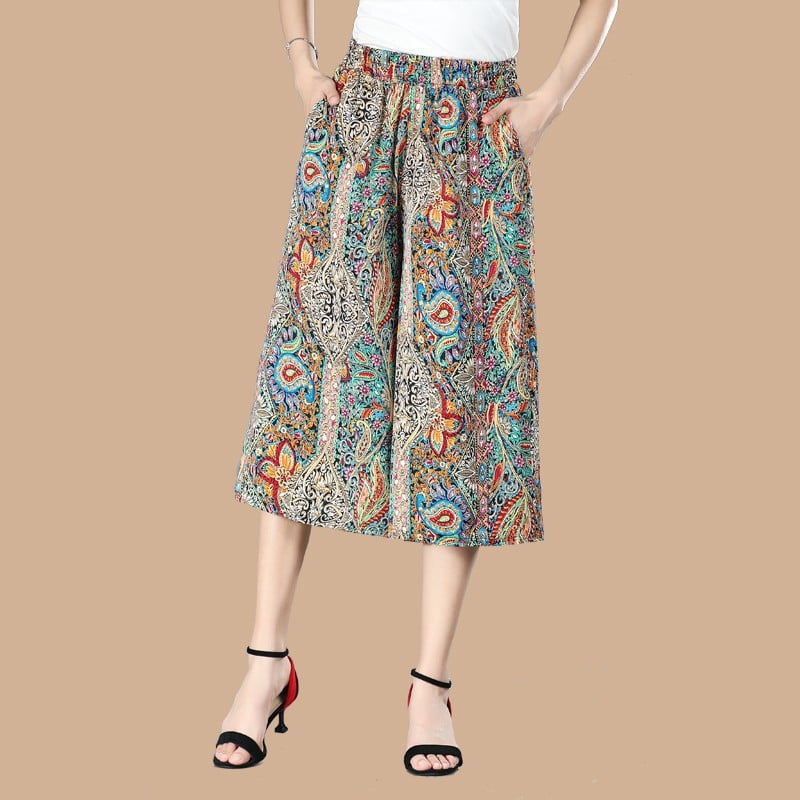 (Hot Sale-49% OFF) Women's High Elastic Waist Pleated Chiffon Wide Leg Culottes