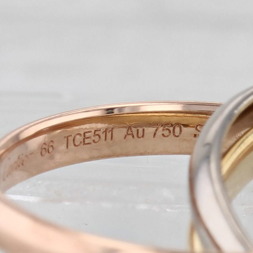 Cartier Trinity Classic 3-Band Puzzle Ring 18k Yellow Rose White Gold Box COA