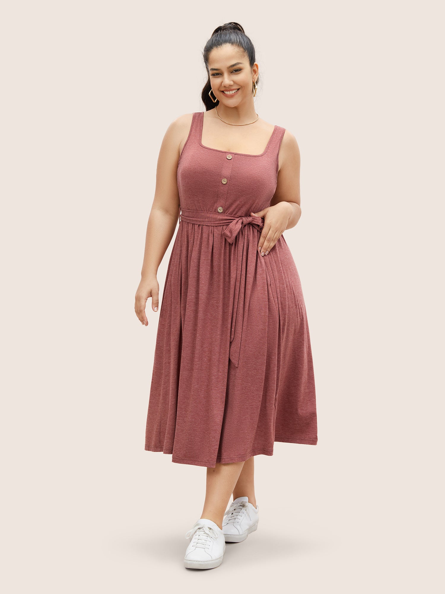 Supersoft Essentials Button Detail Belted Gathered Dress