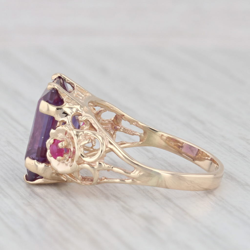 7.80ctw Rectangle Lab Created Sapphire Ruby 14k Yellow Gold Size 7 Ring