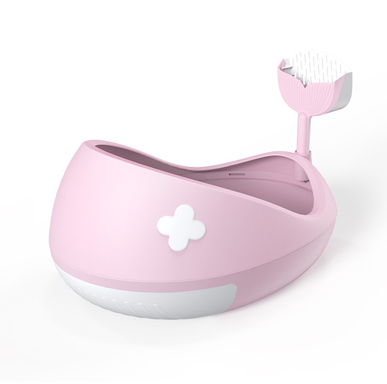 Whale-Inspired Open Cat Litter Tray With Scooper