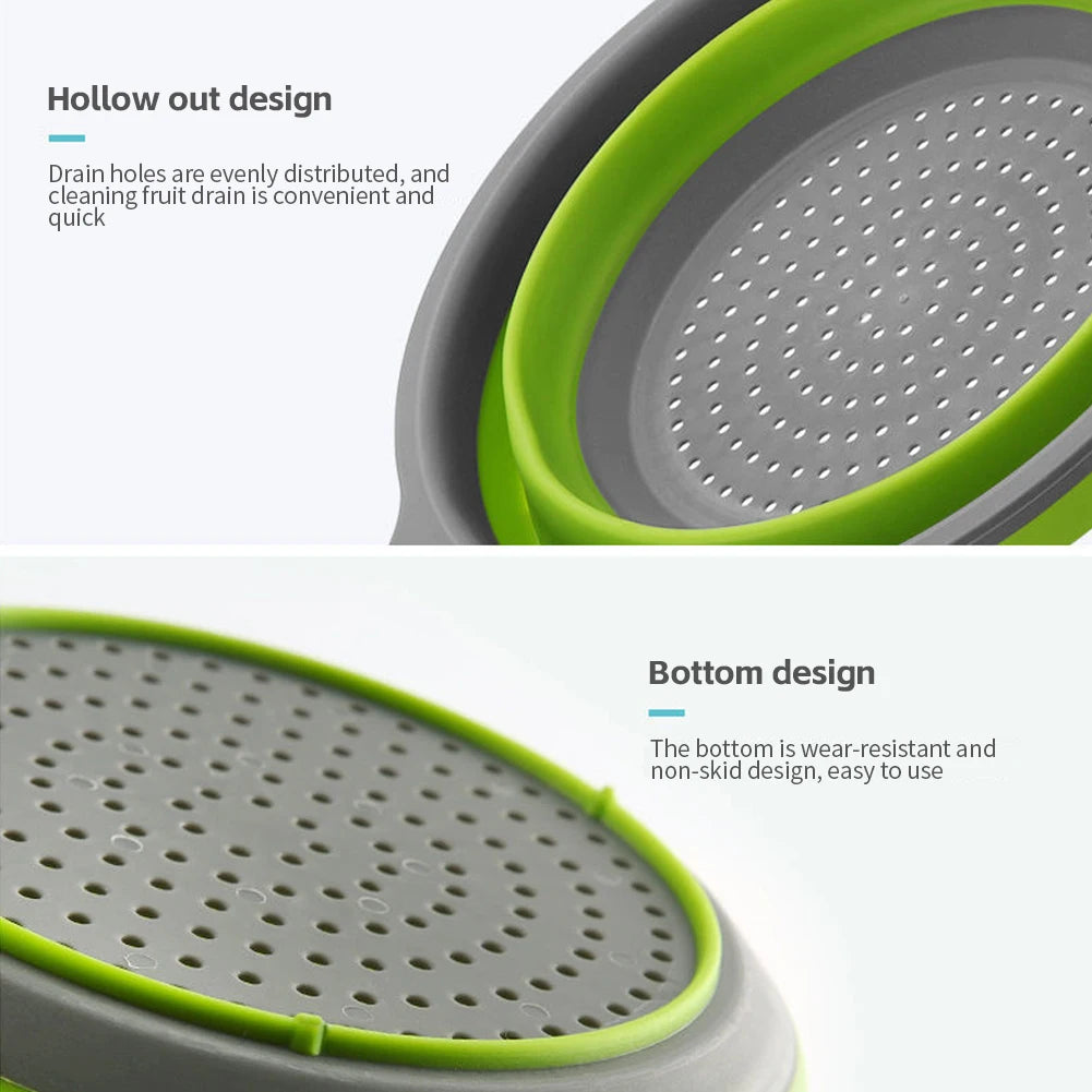 Foldable Silicone Drain Basket-Green(Large)