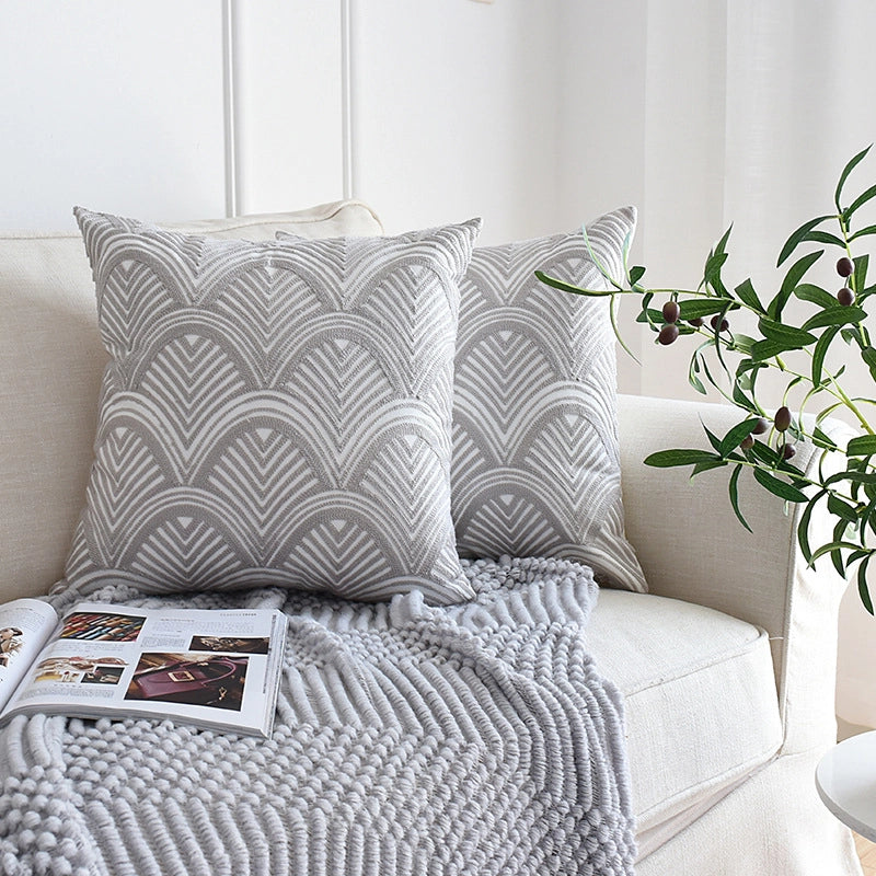 Geometric Embroidered Pillow Case Living Room Sofa Cushion Fabric Car Waist Pillow Case No Core