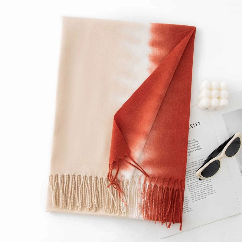Women's Casual Multicolor Imitation Cashmere Tassel Scarf