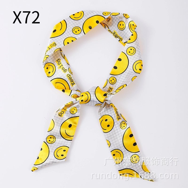 Silk Scarf Long Beveled Small Silk Scarf Double-layer Hair Belt Ribbon Decoration Tie Bag Hand Gift Box Silk Scarf