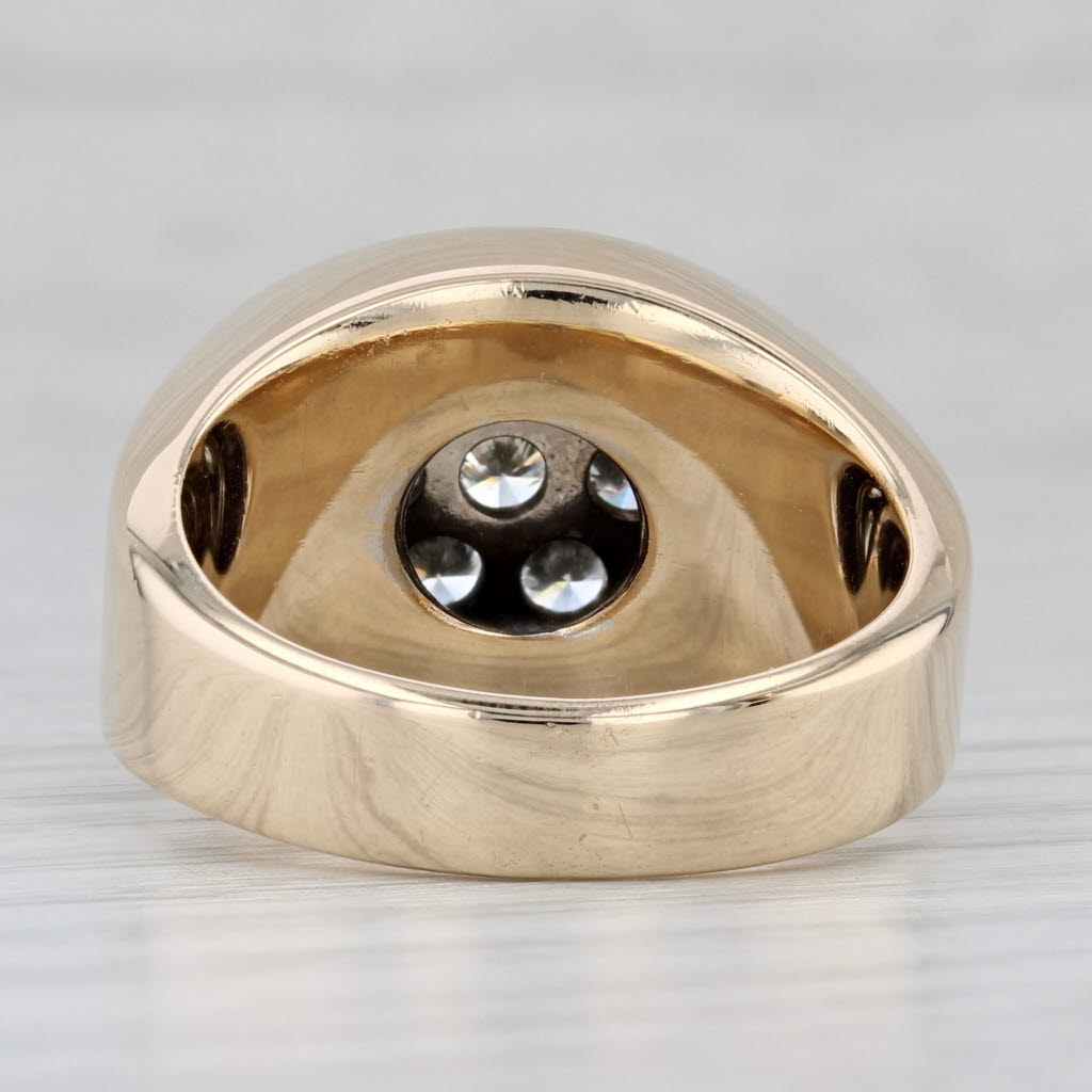 1.25ctw Diamond Cluster Ring 14k Yellow Gold Size 10 Men's Vintage