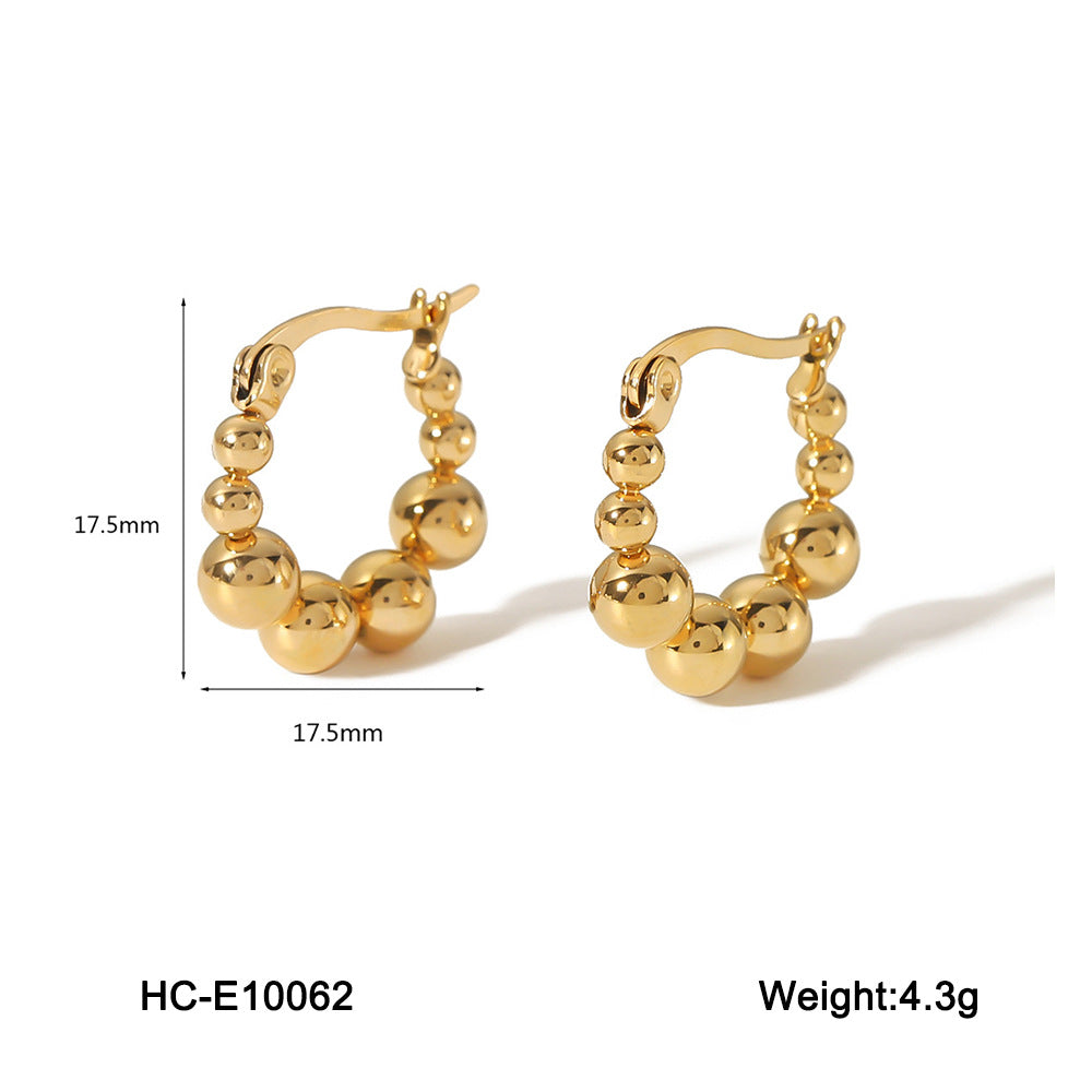Sphere Geometric Stainless Steel Electroplating Earrings