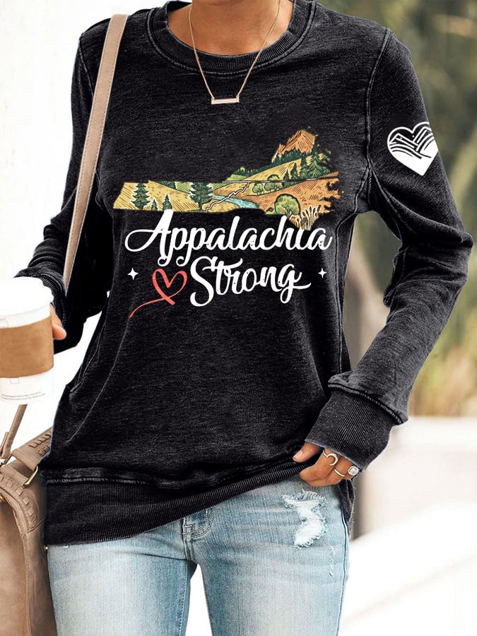 Appalachian Print Casual Long Sleeve Hoodie