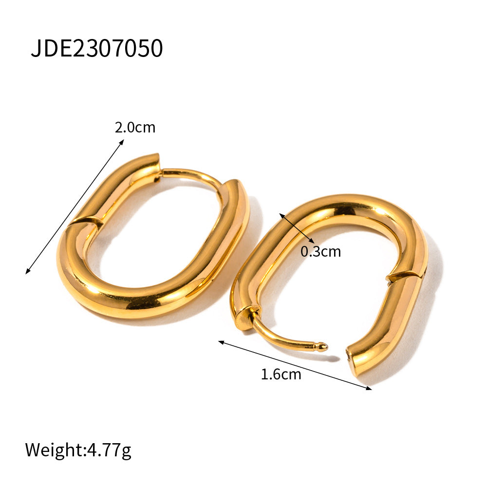 Heart Asymmetrical Geometric Stainless Steel 18K Gold Plated Earrings