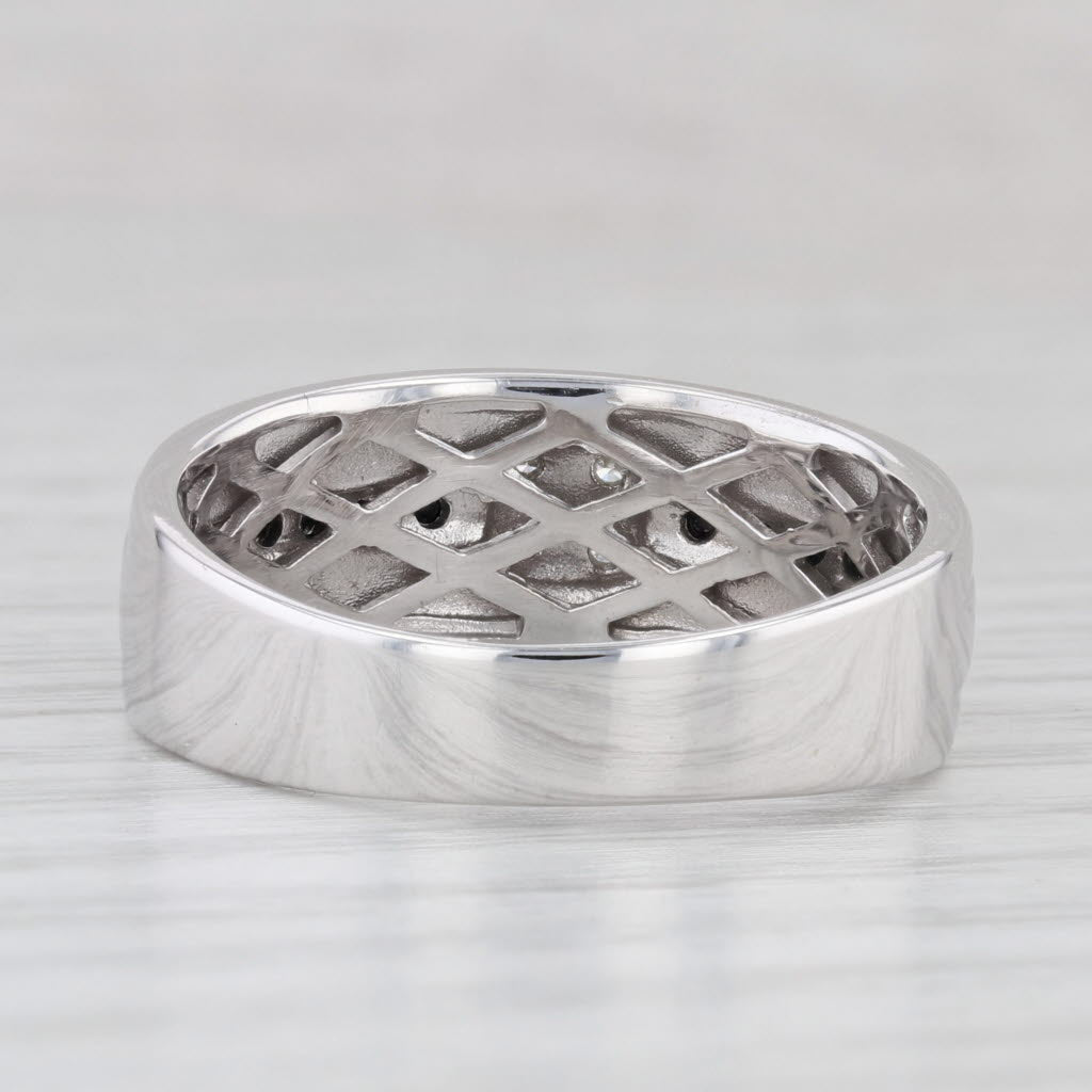 Simulated Black Diamond Ring 10k White Gold Size 11.25-11.5 Men's Wedding