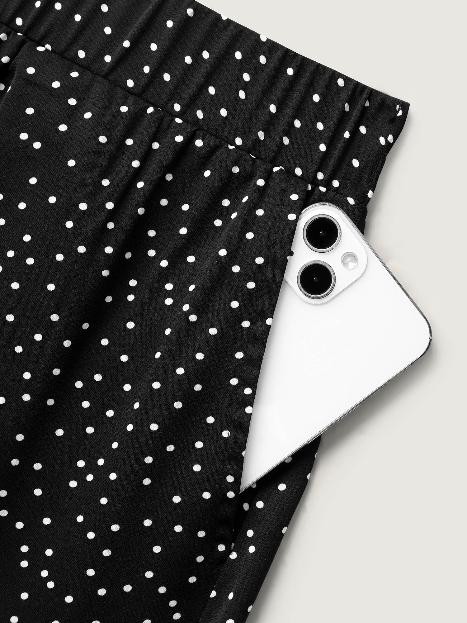Little Dots Asymmetrical Hem Slit Pants