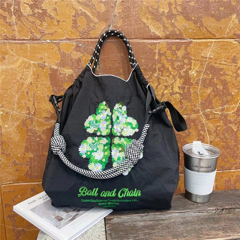 Women's Cute Printing Letter Nylon Shopping Bags