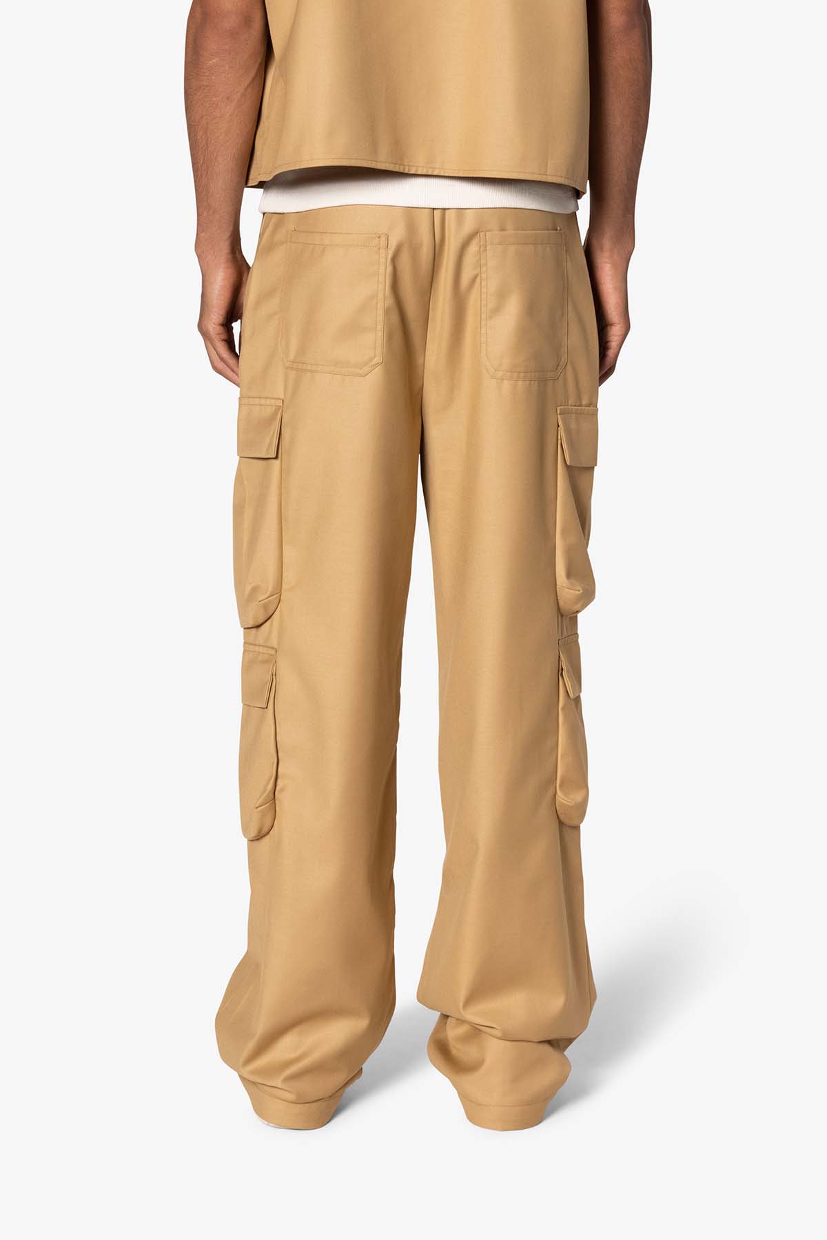 Bonded Gabardine Cargo Pants - Tan