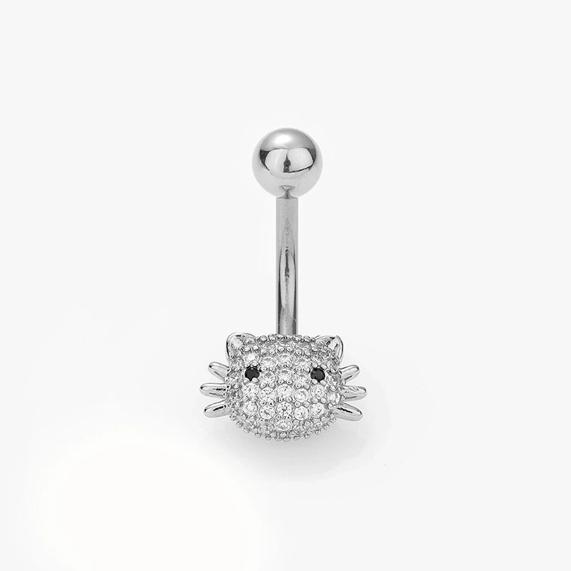 1 Piece Belly Rings Minimalist Classic Style Heart Shape Cat 316L Stainless Steel  Plating Inlay Zircon 14K Gold Plated Belly Rings