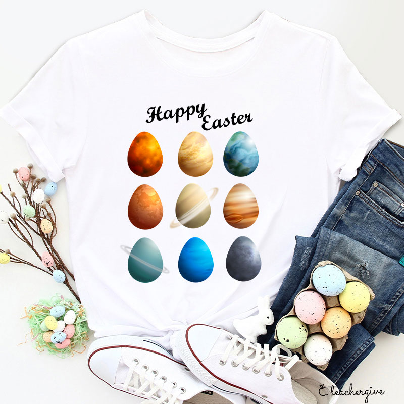 Happy Easter Planets Teacher T-Shirt