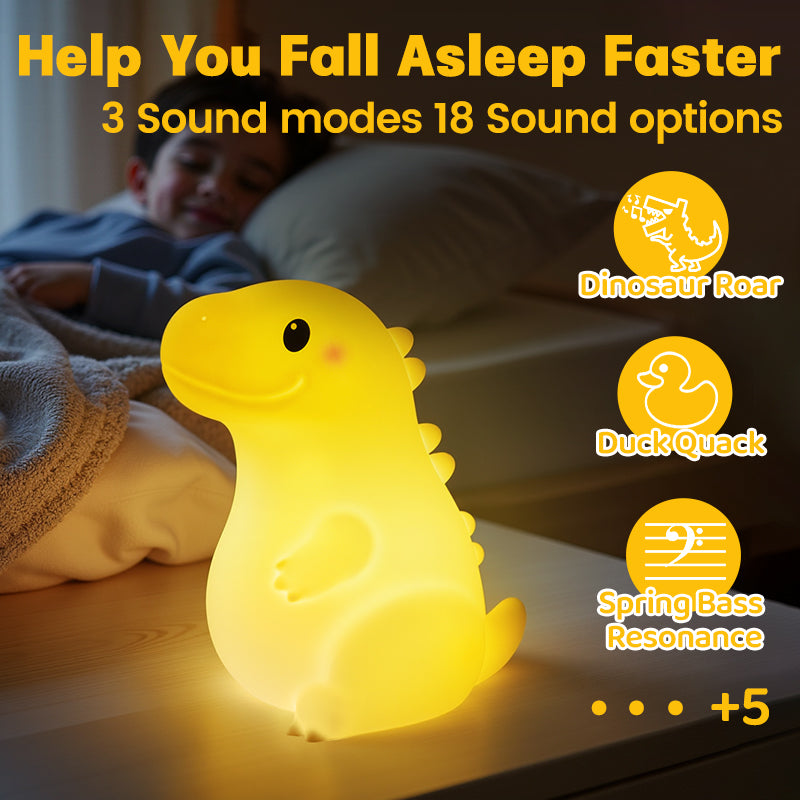 Squishy Silicone Smiley Giant Dinosaur LED Night Light - Perfect Gift for Kids and Girls
