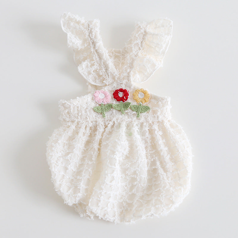 Sweet Embroidery Flower Dog Dress/Hat
