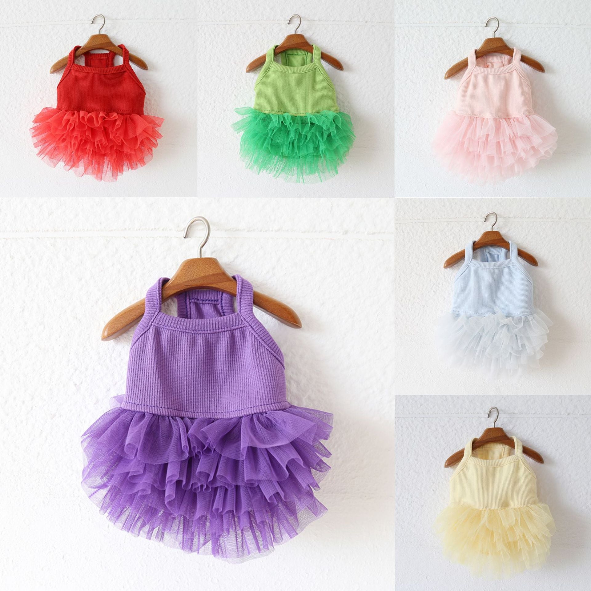 Solid Color Layered Dog Cat Lace Tutu Dress