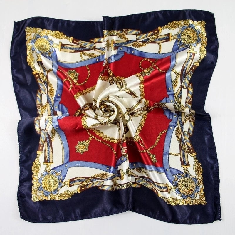 Women's Elegant Streetwear Polka Dots Flower Satin Printing Silk Scarf