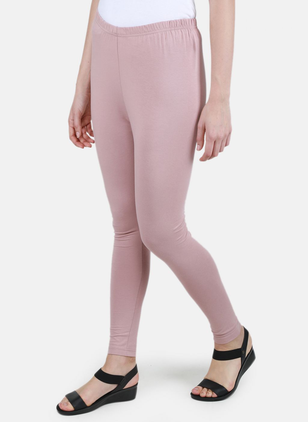 Women Light Pink Solid Legging