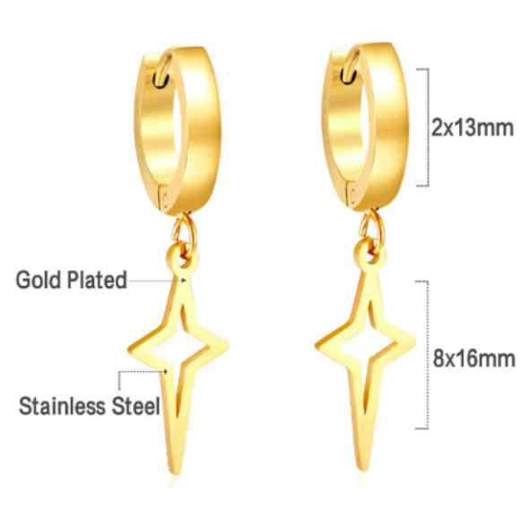 Dangled star hoops - Gold