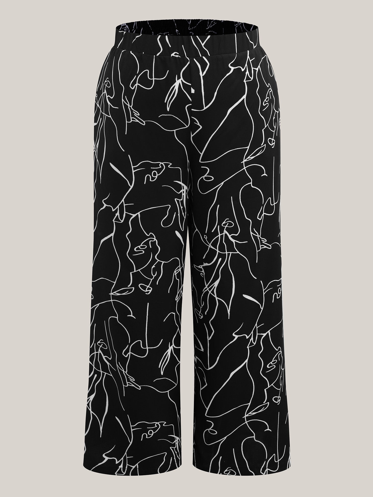 Abstract Print Flowy Wide-Leg Pants